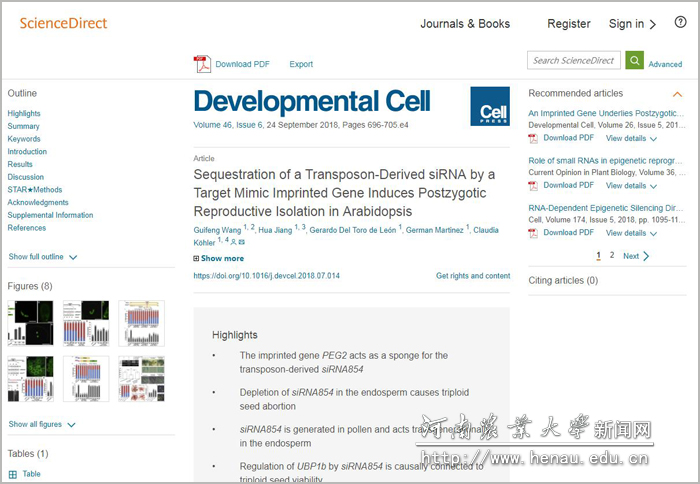 我校王桂凤课题组在《Developmental Cell》发表重要理论文章